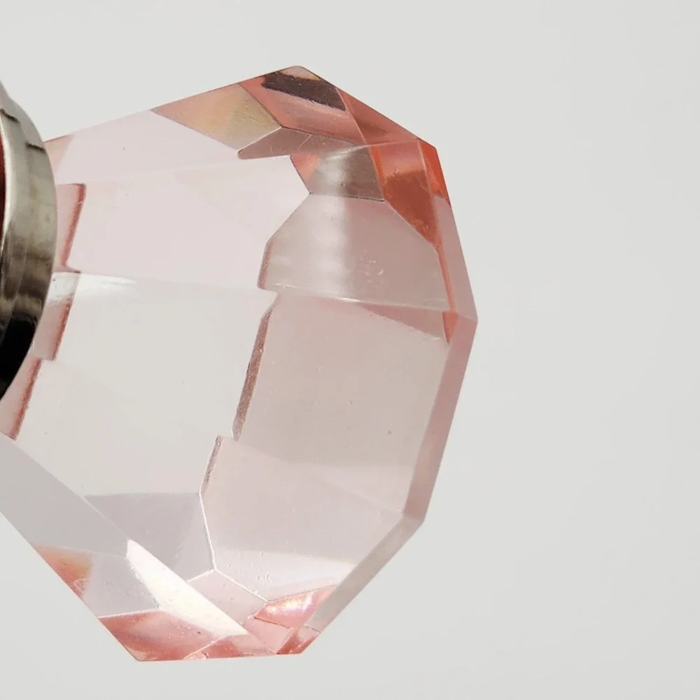 Vintage Oversized Pink Faceted Glass Diamond Wine Bottle Stopper Gem Cut